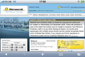 Merseyrail website on an iPhone Merseyrail website on an iPhone