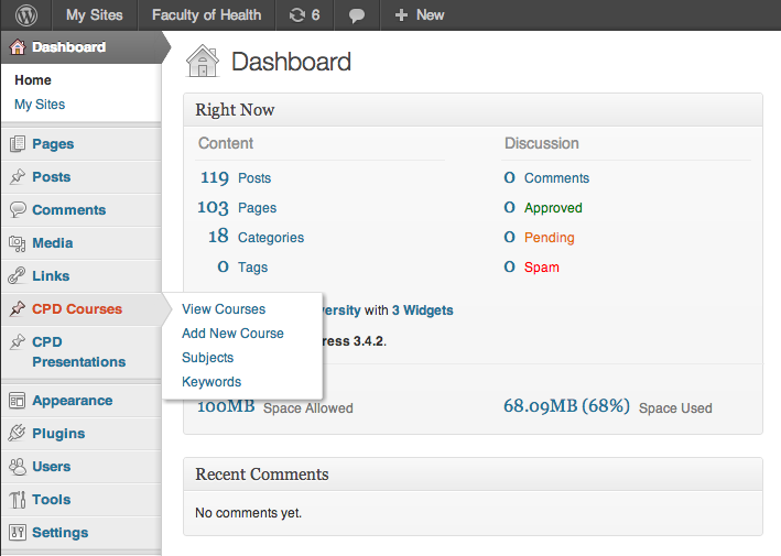 admin-menu Customised WordPress admin menu
