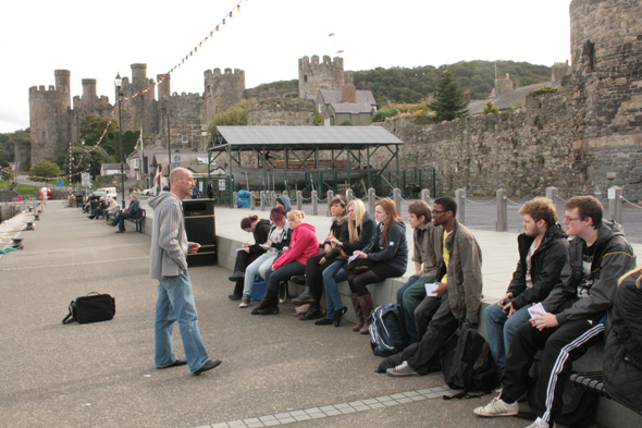 Nigel and the first year animation students at Conwy Harbour