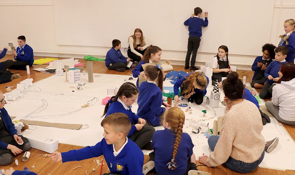 Edge Hill animation students undertaking schools workshop at Chapel Gallery