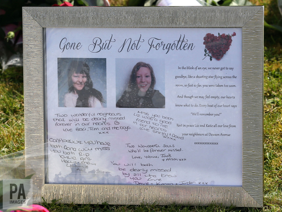 Tributes left to Elizabeth Edwards and her daughter Katie, murdered in April 2016. Chris Radburn/PA Wire