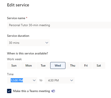 Edit the service you are offering including service duration, days/times. 
