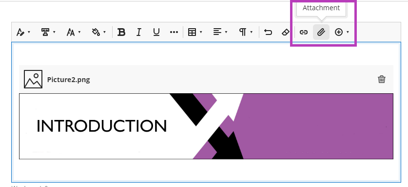 Add Banners to your Document page by clicking on the paperclip to attach an image