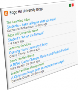 Screen shot showing blog post titles at Edge Hill