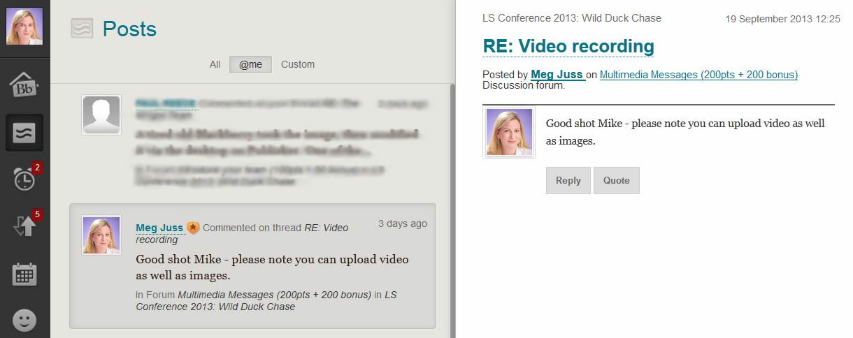 Blackboard Posts Tool Screenshot