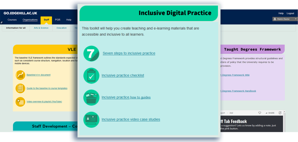 Learning Edge Staff Tab displaying the Inclusive Practice Panel.
