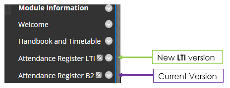Image showing 2 menu link options to be used in Learning Edge
