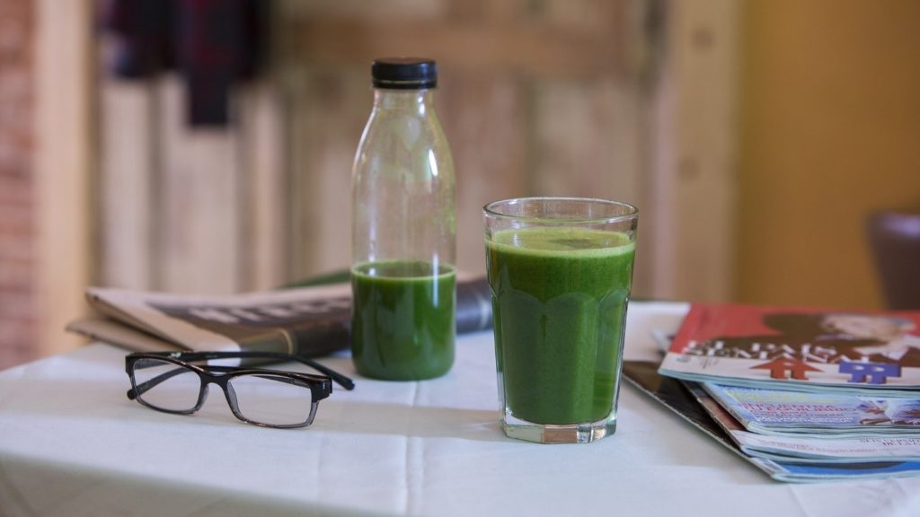 Image of a smoothie on a table.