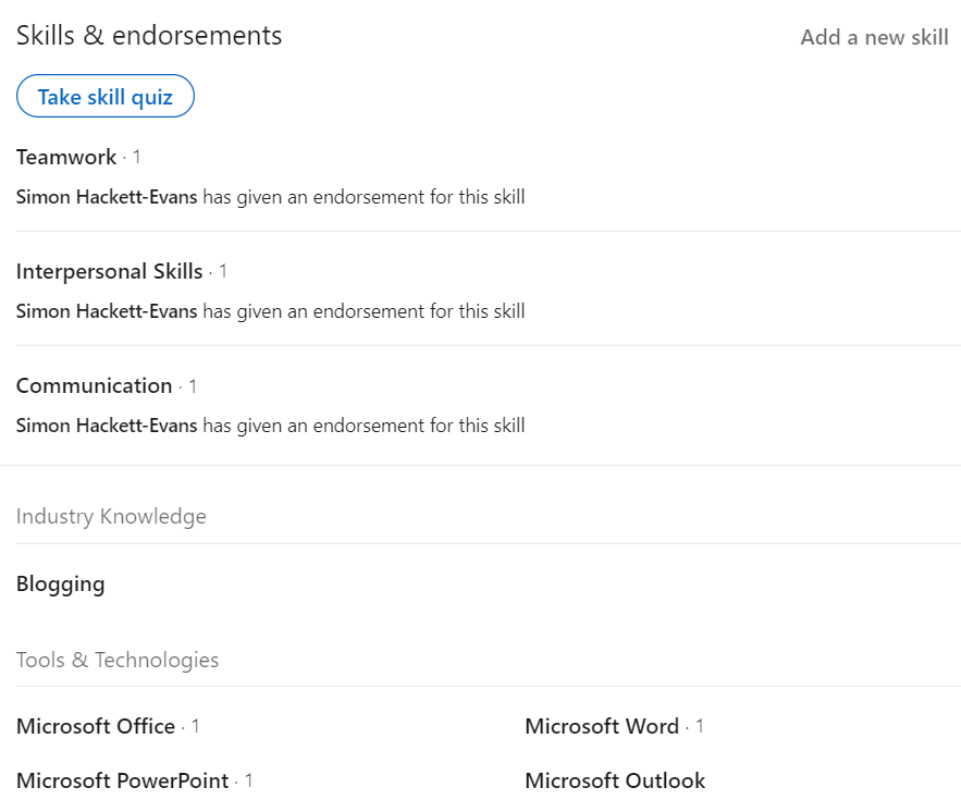 skills & endorsement 