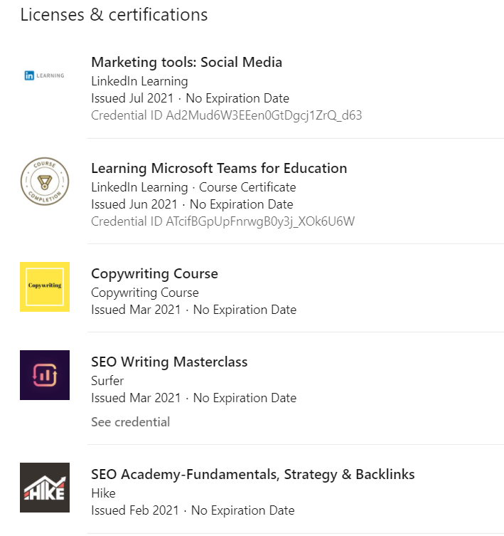 licenses and certificates