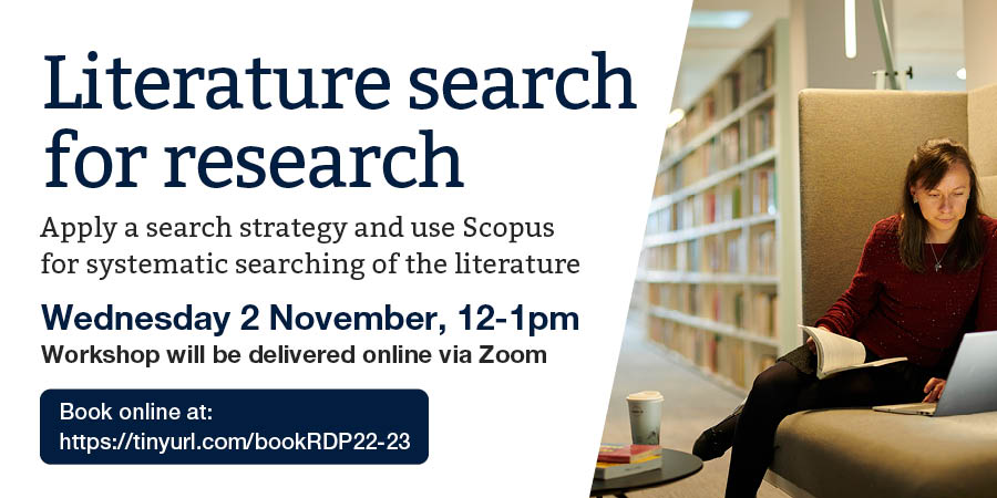 a digital flyer for the 'Literature Search for Research' sessions