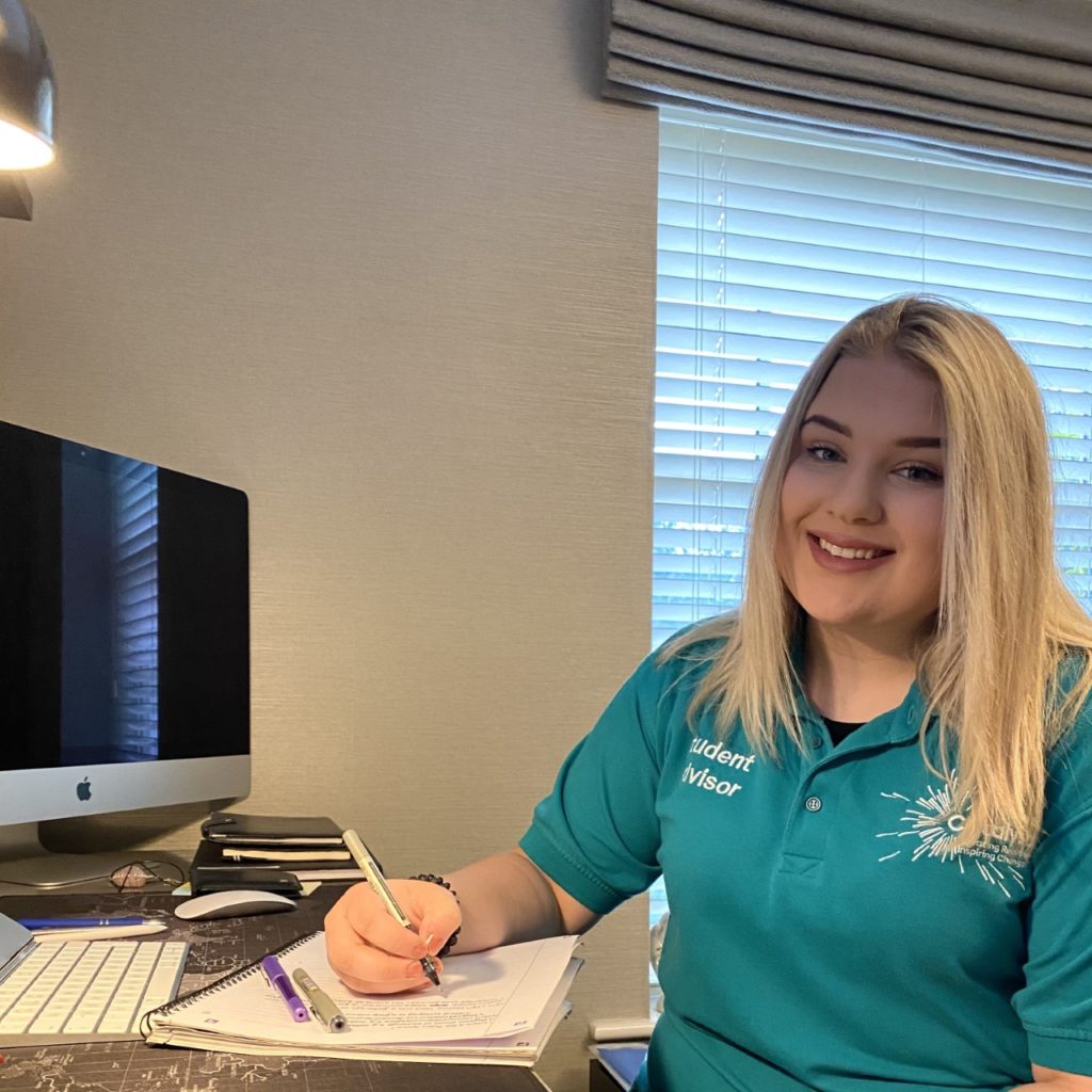 Student Advisor Charlotte at her home study space.