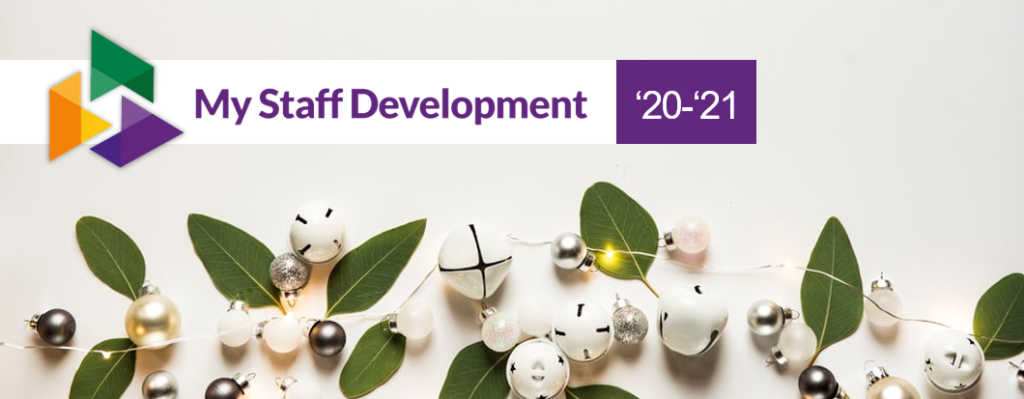 My Staff Development logo with Christmas themed background