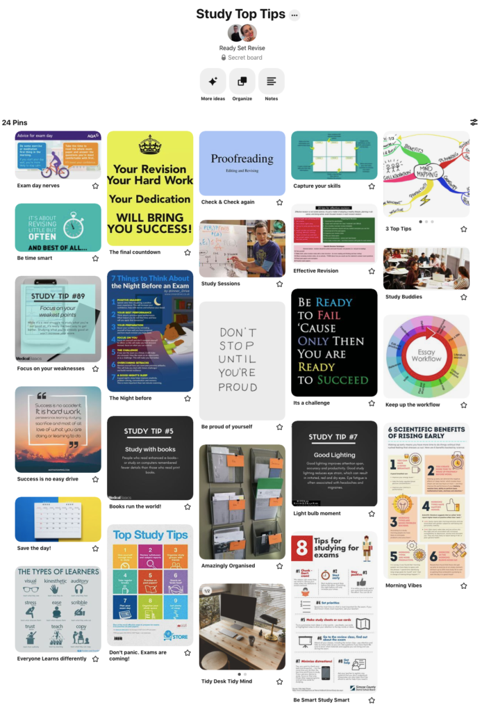 Example mood board created in PInterest by one of our Student Advisors.