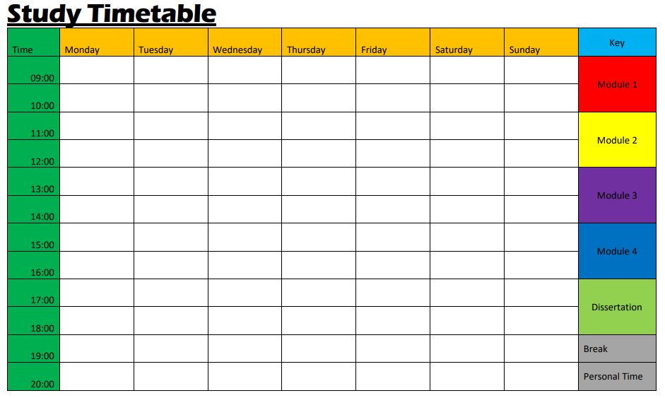 Revision timetable