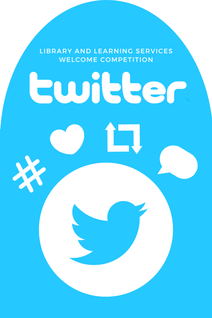 Example of the jar label for Twitter. Blue background with Twitter logo and Twitter icons in white. 