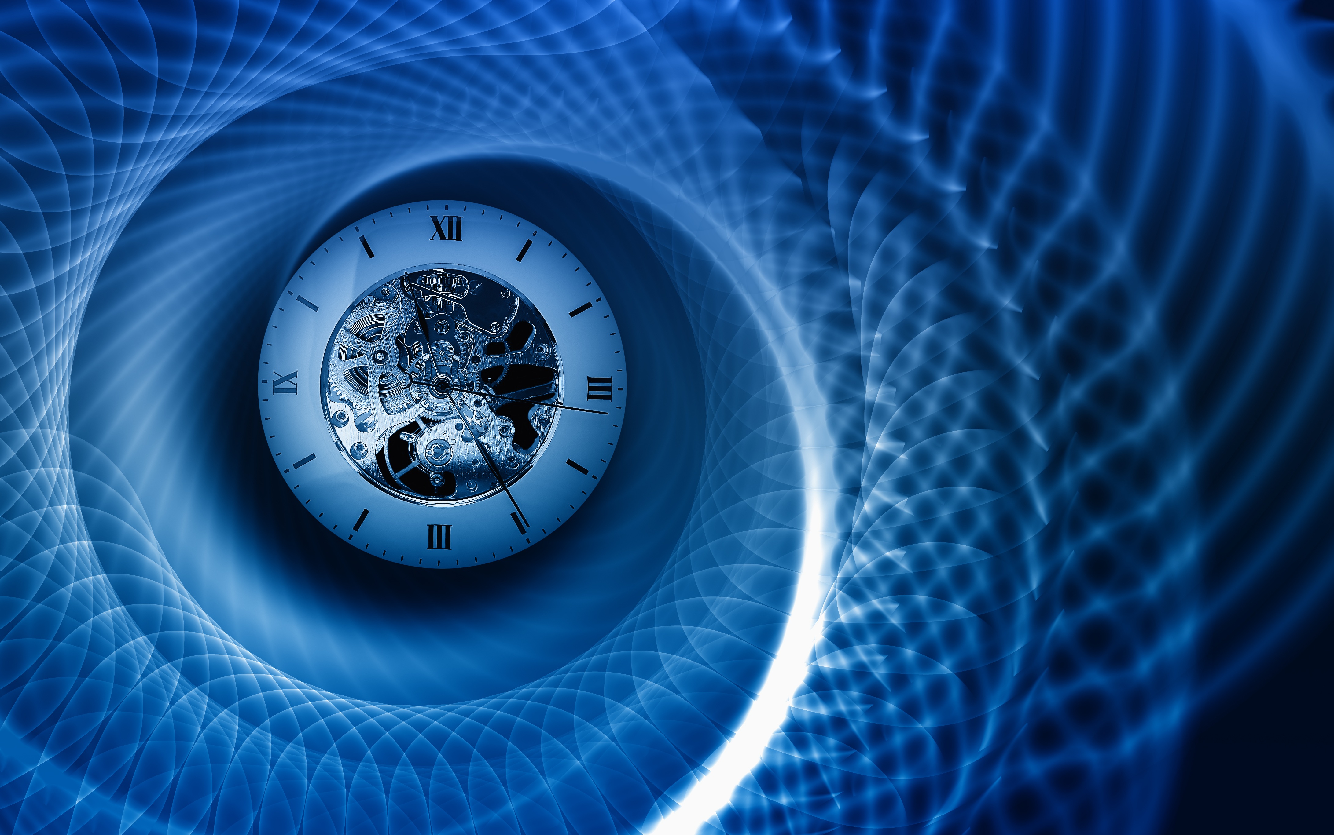 Time spiral image with clock in centre
